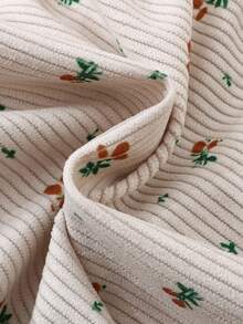 SHEIN Vintaside Kids Áo nhung kẻ cổ bèo nhún họa tiết hoa xinh xắn cho bé gái, Áo khoác ngoài thời trang và đa năng, thoải mái cho mùa thu/đông - Màu be - Xem 5