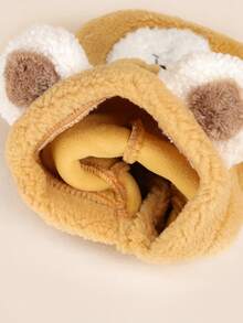 PETSIN 1 peça de roupa para animais de estimação, gatos e cães usam casacos grossos para o outono e inverno, roupa de transformação de urso de pelúcia marrom quente e fofo, moletom com capuz para o inverno - Cor de café - Ver 9