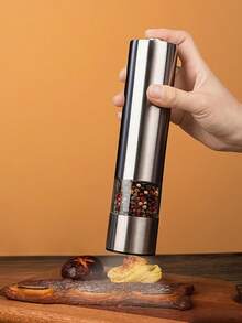 JMMO 1 件电动盐和胡椒研磨机，自动单手操作可调节不锈钢研磨机，自动胡椒研磨机，电子可调节胡椒研磨机，适用于厨房工具（不含电池） - 銀色 - 查看 5