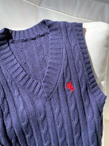 Comfortcana Women Navy Casual Sweater Vest In Fall/Winter - Navy Blue - View 7