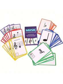 SHEIN 50-Piece High-Quality Music Flashcards Set, Suitable For Beginner Musicians, Music Reading And Terminology Study, Ideal For Adult Piano Learners, Piano Study Note Cards, Great For Educators To Use