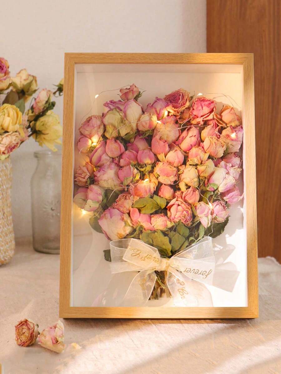 SHEIN The Dried Flower Photo Frame, DIY 3D Hollow Wooden Specimen Frame, And Model Display Stand Picture Frame Are Practical And Decorative Items, Ideal For Personal Use Or As Creative Gifts.