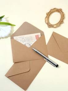 SHEIN 10/20/50/100 件牛皮纸 V 型自封信封适用于万圣节感恩节毕业典礼父亲节生日派对礼品卡礼品包装 - 彩色 - 查看 1