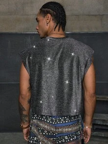 AXEPEAK 男士全印花圆领休闲时尚户外上衣 - 黑色 - 查看 2