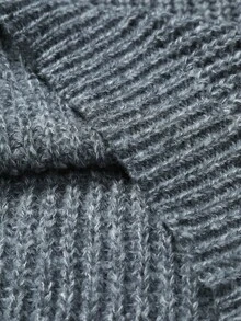 Claim Dot 男士时尚休闲圆领长袖套头毛衣，秋冬 - 深灰色 - 查看 3