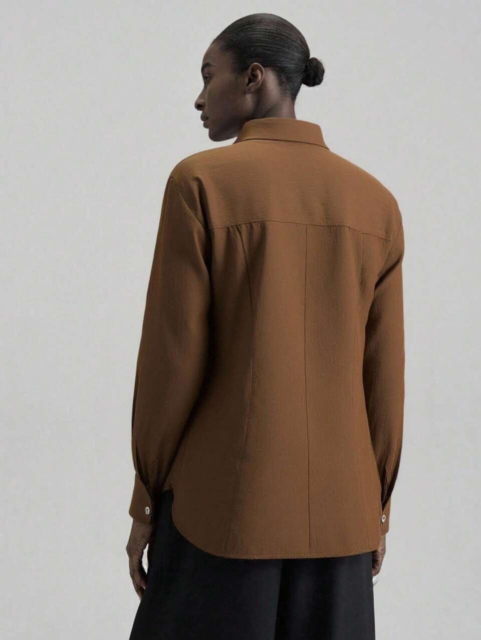 2025 New Dark Brown Autumn Casual Bissness Long Sleeve Button-Up Shirt,Women's Elegant Wedding Guest Attire,Business Casual Teacher Church Apparel