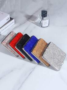 SHEIN Hộp đựng thuốc lá cao cấp nạm kim cương, chống va đập - Hộp đựng siêu mỏng chống ẩm cho 20 điếu thuốc, hộp quà phụ kiện thanh lịch dành cho nữ (phù hợp với loại thường/mỏng/siêu mỏng) - Nhiều màu - Xem 2