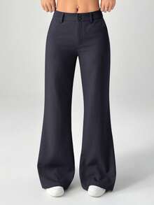 SHEIN PETITE New Style Autumn Winter Low-Waist Casual Personalized Suit Trousers - Dark Grey - View 5