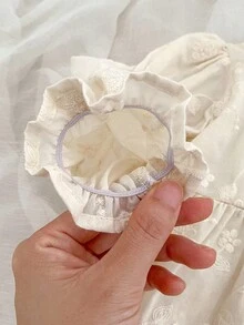 SHEIN B150 Korean Style Embroidered Long Sleeve Simple Bodysuit For Baby Girls, Spring/Autumn Fall Winter - Apricot - View 6