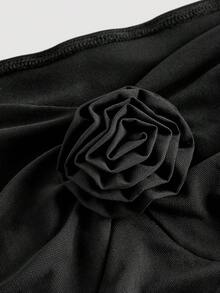 SHEIN MOD 黑色喇叭袖美人鱼连衣裙 - 黑色 - 查看 3