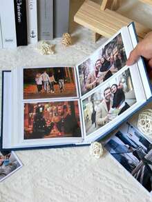 SHEIN 200 Pockets Photo Album Linen Cover DIY Writable Large Scrapbook Album 4x6 Photos Slip-In Picture Albums Children Growth - Multicolor - View 7