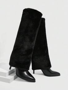 CUCCOO SZL Cuccoo Pointed Toe High Shaft Slim Heel Over-The-Knee Boots, Sexy Lady Rider Boots For Women - Black - View 3