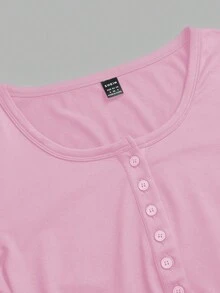 SHEIN EZwear 2件裝女款小馬印花針織長袖T恤，適合秋冬季 - 彩色 - 查看 6