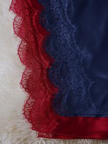 2件套女士性感蕾丝拼布开衩长裙睡衣套装 - 彩色 - 查看 4