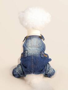 PETSIN 1 Bộ quần áo cho thú cưng, áo liền quần màu xanh mát mẻ, phù hợp làm trang phục thường ngày và thời trang cho chó. - Màu xanh lam - Xem 2