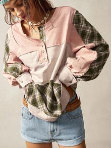 Bohemela Sudadera de manga larga con parches, desgastada y vintage, talla grande, para mujeres en otoño e invierno - Multicolor - Ver 8