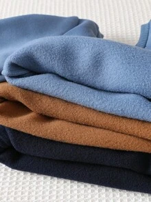 SHEIN 6 件套男童/女童百搭休闲宽松运动衫和运动裤套装，蓝色、卡其色、海军蓝，适合日常穿着和户外，秋冬季