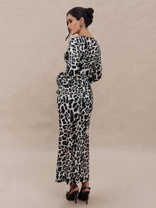 Modelyn Elegant Leopard Print Metal Buckle Dress For Women - Multicolor - View 6