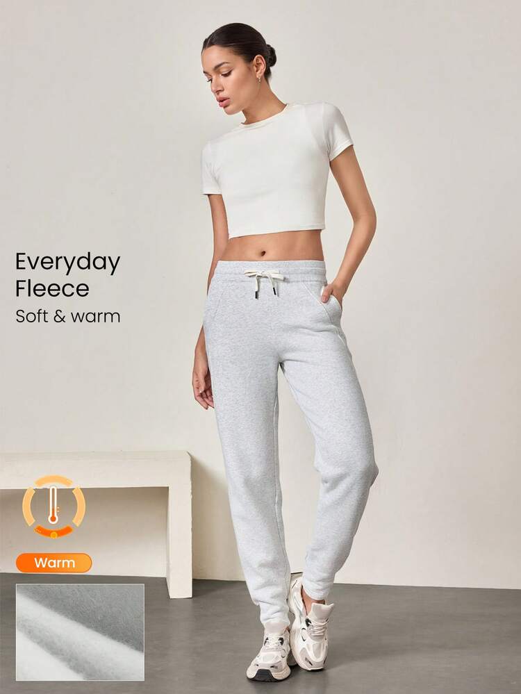 Cotton-Blend Fleece Regular Fit Adjustable Waist Pocket Joggers Cozy Warm Fall Winter