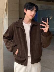 DAZY Men's Solid Dark Grey Commuter Short T-Shirt, Autumn Jacket Business Attire