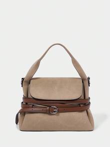 SHECARRY 休闲时尚百搭简约女士斜挎包 - 卡其色 - 查看 7