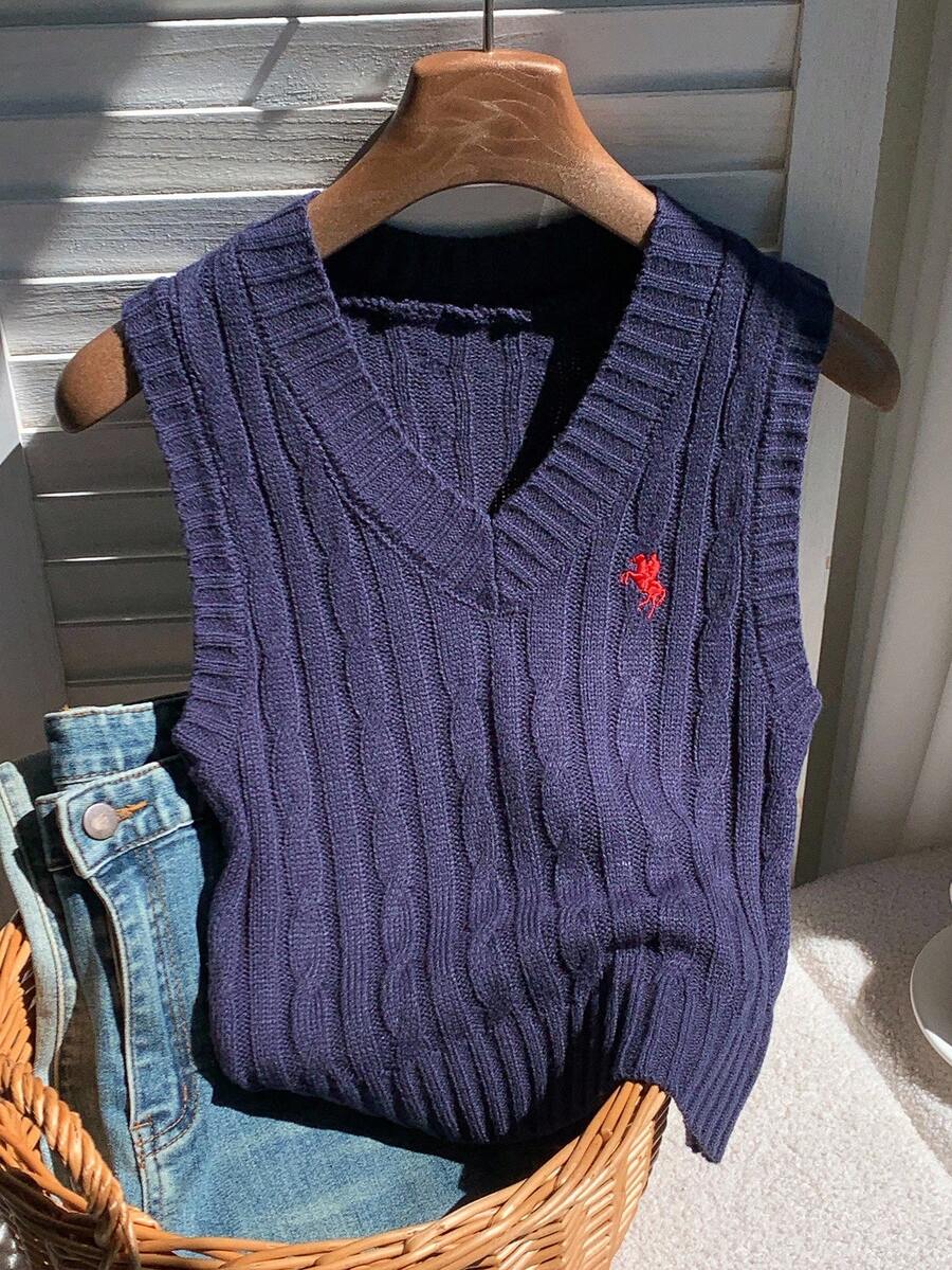 Comfortcana Women Navy Casual Sweater Vest In Fall/Winter - Navy Blue - View 1