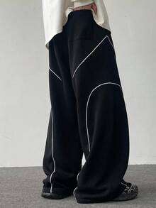 Manfinity Hypemode Men's Contrast Trim Drawstring Casual Loose Fit Sweatpants - Multicolor - View 2