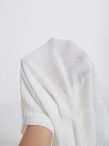 EMERY ROSE Camiseta casual de mujer de cuello redondo de manga larga y costilla de unicolor