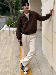 DAZY Men's Solid Dark Grey Commuter Short T-Shirt, Autumn Jacket Business Attire