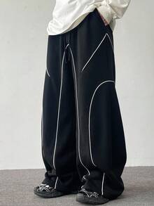 Manfinity Hypemode Men's Contrast Trim Drawstring Casual Loose Fit Sweatpants - Multicolor - View 3