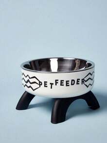 Zazumi Stainless Steel Pet Food Bowl With Cute Pattern And Embossed Design, Anti-Spill, Non-Slip, Suitable For Small Cats, Dogs And Small Pets For Drinking And Eating