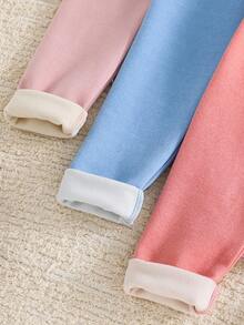 LMoss Kids 3pcs/Set Young Girl Solid Color Fitted Casual Leggings Fall Winter - Multicolor - View 3