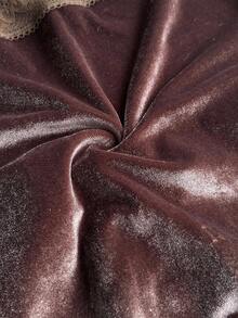 Sunspun 大码撞色蕾丝V领修身弹力T恤，初秋 - 棕色 - 查看 7