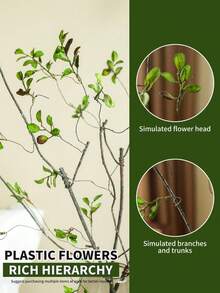 1/3/5/8/10pcs,Artificial Banyan Leaves, Long Stem - Perfect For Flower Arrangements, Home Office - Can Be Used As Vase Fillers And Bouquets - Perfect Home Decor, Office Decor, And Mother's Day Gifts Back To School Room Decor School Supplies - Green-long Branches - View 3
