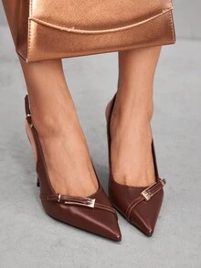 CUCCOO SZL Women's Back Strap Butterfly Decor Lolita Style High Heel Pumps, Wine Red