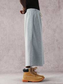 PAVTROS Manfinity Streetrush Men's Street Style Badge Graphic Print Drawstring Waist Casual Sweatpants, Loose Fit Joggers For Outdoor Wear, Suitable Gift For Husband/Boyfriend - Grey - View 3