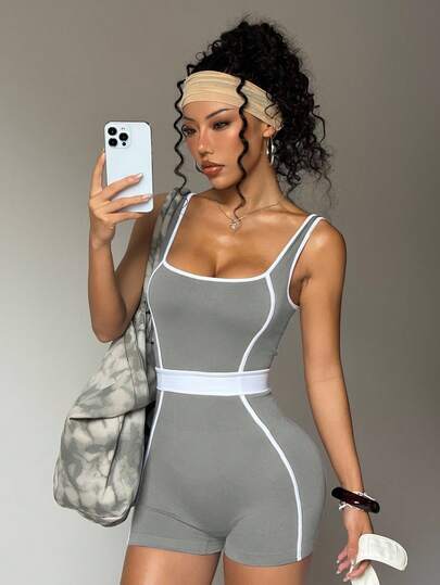 Slayform 女士瑜伽撞色连体衣