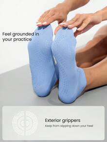 GLOWMODE 3双防滑绑带无缝趾结构踝部瑜伽普拉提黑色袜子 - 彩色 - 查看 2