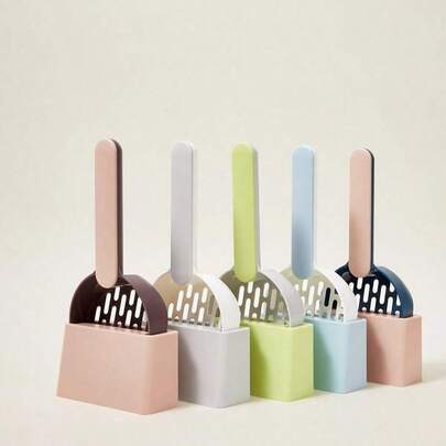 Zazumi 猫砂铲 塑料猫砂铲 带底座 自清洁猫砂盆铲 幼猫厕所清洁工具 猫咪用品