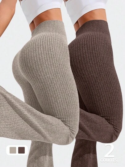 Easithlete 2pcs Seamless Sports Yoga Leggings Workout Leggings Ribbed Leggings Yoga Pants Ribbed Knit Leggings Wide Leg Leggings Knitted Leggings Flare Leggings Ribbed Wide Leg Leggings Flare Ribbed Leggings Leg Warmers Women Slouch Socks Women Thigh High Socks