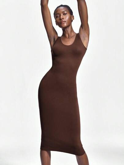 Shapelle Forme Vestido de Body ceñido minimalista de unicolor para mujer, para uso diario