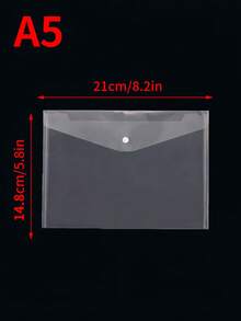SHEIN A5/A4 尺寸，10/20 个装，塑料文件夹，透明可重复使用防水文件夹，带按钮，办公室、家居、男士、女士、律师、秘书、商务，加厚材质，圣诞节、万圣节礼物 - 無色 - 查看 2