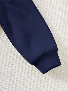 Cozy Pixies 2pcs Baby Boy Cartoon Bear Pattern Knit Soft Crew Neck Long Sleeve Pullover Sweatshirt And Elastic Waist Ankle Length Pants Set Fall Winter - Navy Blue - View 5