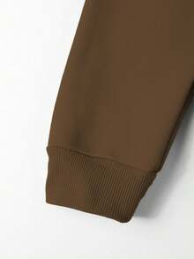 Manfinity Homme Men's Drawstring Dropped Shoulder Loose Casual Versatile Brown Hooded Sweatshirt, Fall