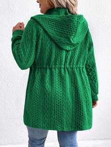 SHEIN LUNE Chaqueta con capucha con cordón de unicolor informal de talla grande, otoño