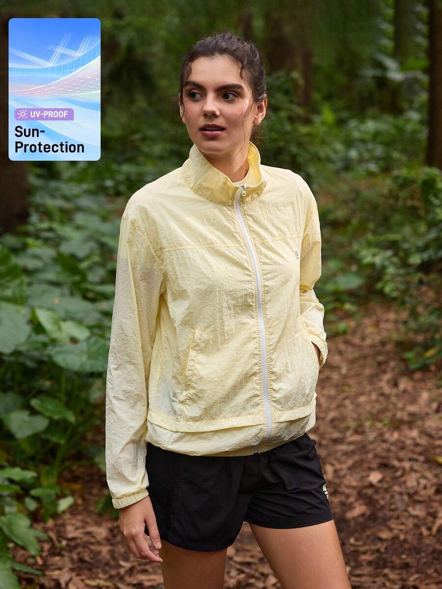 In My Nature 户外休闲百搭简约长袖女士防晒夹克外套女士女士徒步夹克 - 黃色 - 查看 1