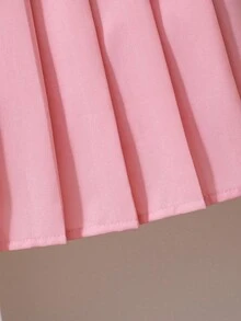 SHEIN Sparklyn 2件套女童彩虹毛衣和百褶裙套装，甜美校园风，适合秋季 - 粉色 - 查看 4