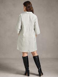 Zelara Vestido de talla grande casual con rayas, bordado floral para uso diario