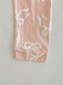 SHEIN 2件套 女童可爱蝴蝶结装饰白色长袖上衣和裤子睡衣套装 浅粉色睡衣套装 儿童真丝睡衣 女童睡衣 女童真丝睡衣套装 蝴蝶结睡衣套装 嘉年华秋冬儿童翻领长款睡衣套装 - 淺粉色 - 查看 7