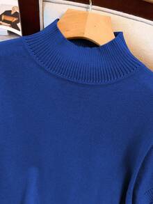 GlowEve CURVE 合身针织毛衣上衣，短袖 - 寶藍色 - 查看 3